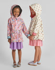 Pink Chicken Girls Rafa Reversible Raincoat in Burgundy Sketched Floral