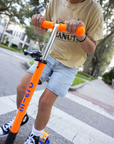 Micro Maxi Foldable LED Scooter | Neon Blaze Orange/Navy