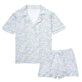 Palm Beach print Joy Street Women's button down short pajama set, multi