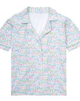 Palm Beach print Joy Street Women's button down short pajama top, multi