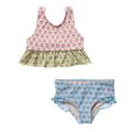 Pink Chicken Girls Palmer Tankini in Multi Prairie Block Print