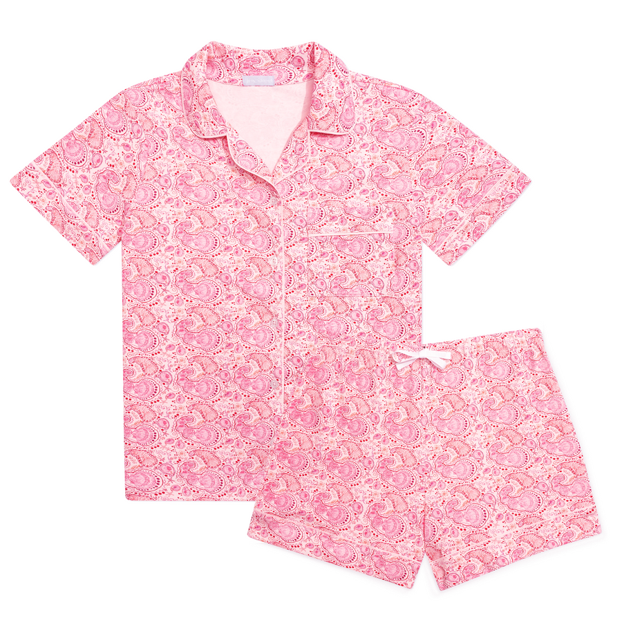 Shell Paisley Women’s Button Front Short Pajama Set