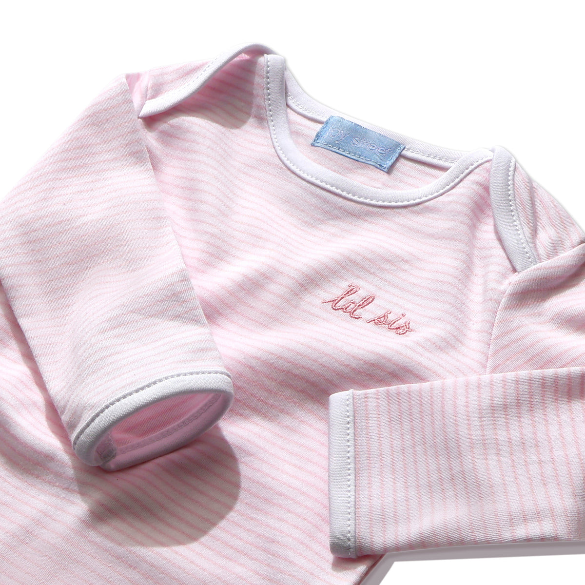 "Lil Sis" Short Sleeve Bodysuit in Pink Stripe