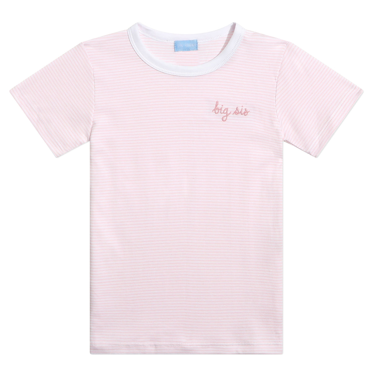 "Big Sis" Short Sleeve Tee in Pink Stripe