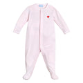 Harbor Hearts Zip Baby Onesie in Pink Stripe