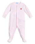 Harbor Hearts Zip Baby Onesie in Pink Stripe