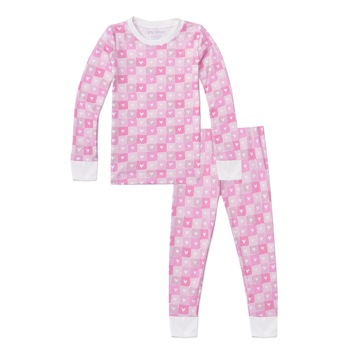 Joy Street Pink Block Hearts Kids Pajamas