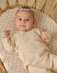 Quincy Mae Wrap Top + Footed Pant Set Natural
