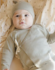 Quincy Mae Wrap Top + Footed Pant Set Natural Fern