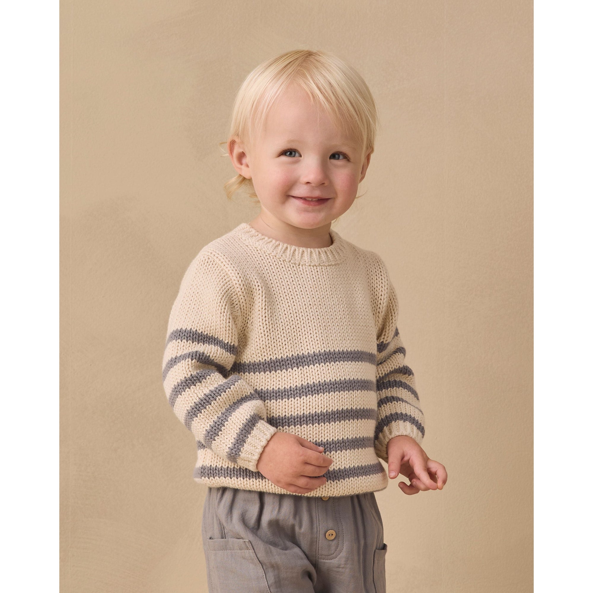 Quincy Mae Rex Sweater in Slate Stripe