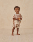 Rylee + Cru Terry Tee & Short Set in Latte Stripe