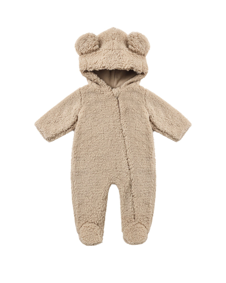 Quincy Mae Bear Jumpsuit Latte