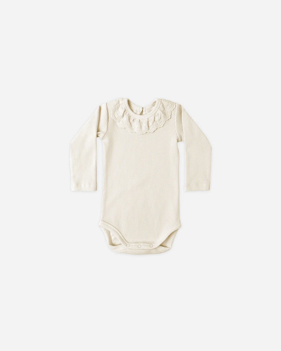 Quincy Mae Ruffle Collar Bodysuit in Natural