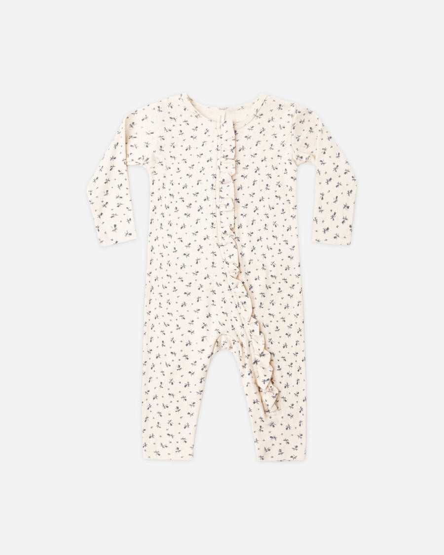 Quincy Mae Ruffle Jumpsuit in Blue Ditsy