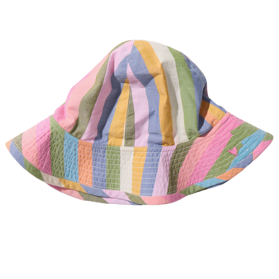 Pink Chicken Baby Girls Sun Hat in Parade Stripe
