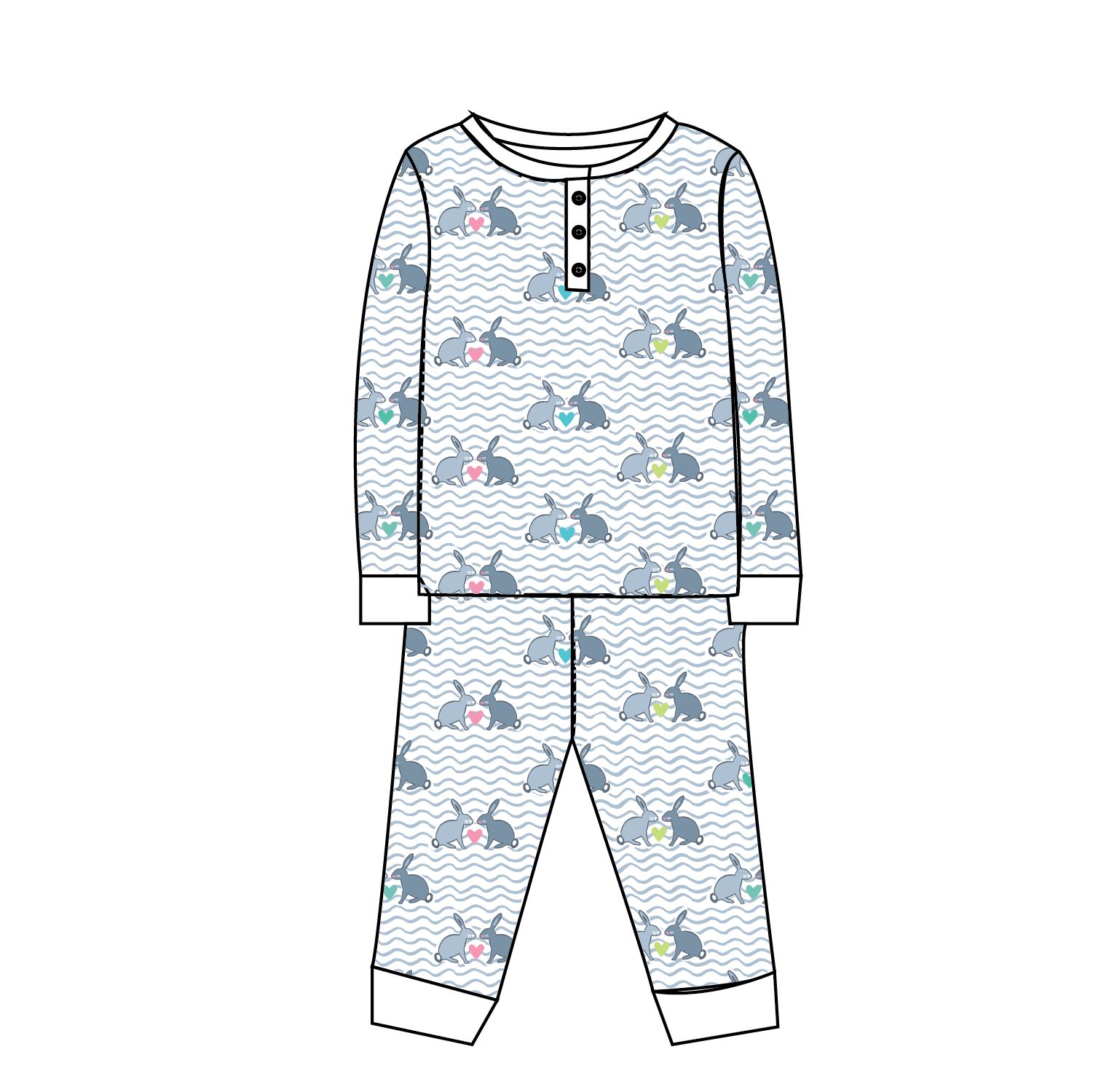 Bunny Love Henley PJ CAD