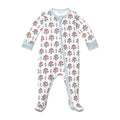 Poinsettia Block Print Zip Baby Onesie