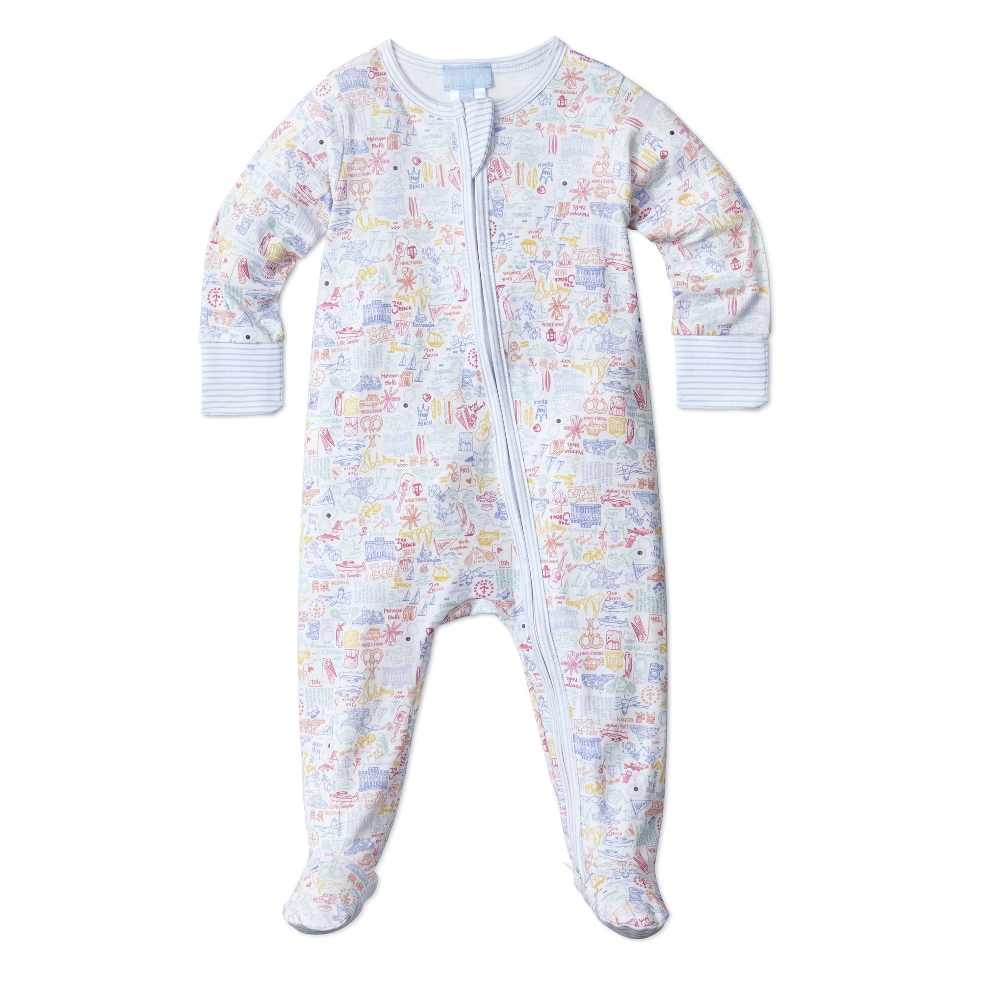 joy street rhode island print baby zip onesie