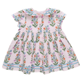 Pink Chicken Girls Elowen Dress in Pink Dewdrop Block Print