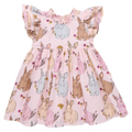 Pink Chicken Girls Jennifer Double Ruffle Dress in Vintage Bunnies