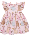 Pink Chicken Girls Jennifer Double Ruffle Dress in Vintage Bunnies