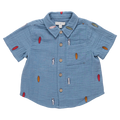 Pink Chicken Boys Jack Shirt in Surfboard Embroidery
