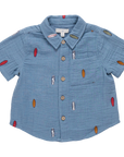 Pink Chicken Boys Jack Shirt in Surfboard Embroidery