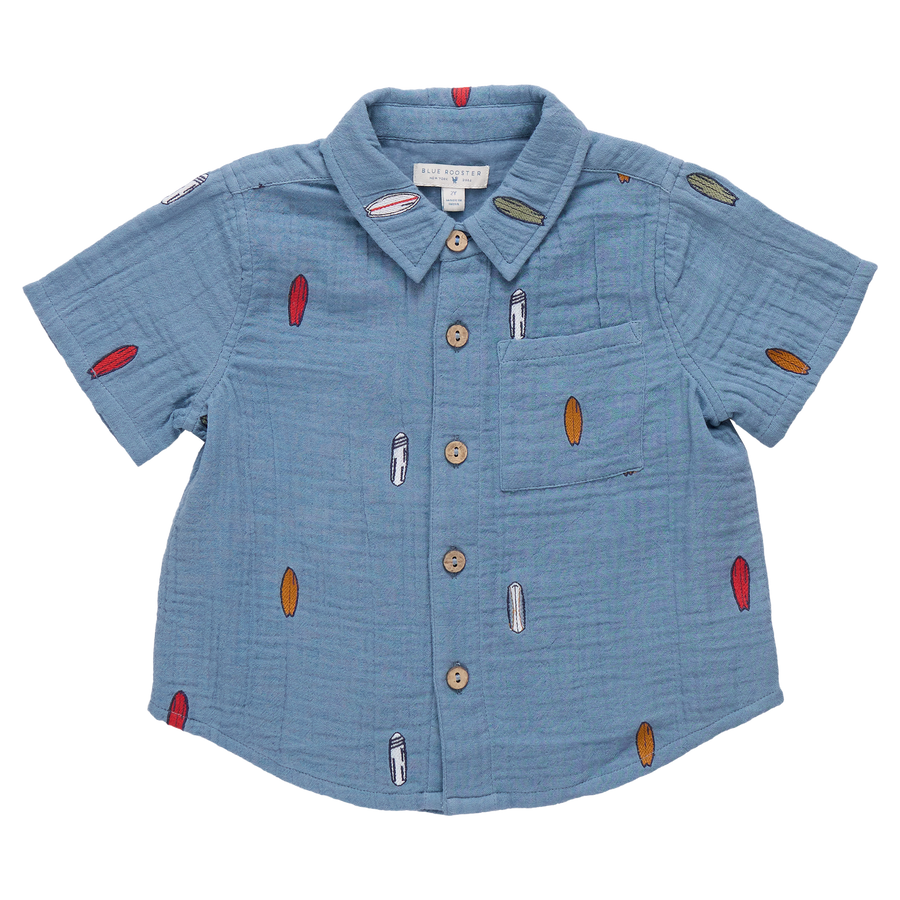 Pink Chicken Boys Jack Shirt in Surfboard Embroidery