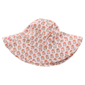 Pink Chicken Baby Girls Sun Hat in Pink Prairie Block Print
