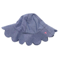 Pink Chicken Baby Girls Scallop Sun Hat in Chambray