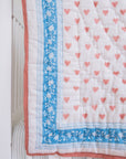 SZ Block Print Baby Blanket in Poppy Stamp & Thin Stripes