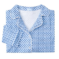 Joy Street Blue Heart Pajama Set Adult Long Button Front Top
