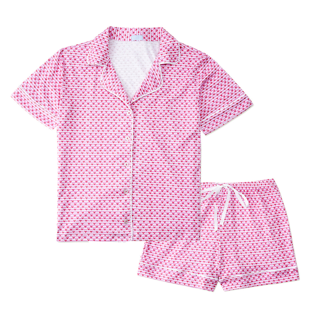 Joy Street Pink Heart Stripe Women's Short Pajama Set