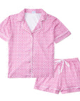 Joy Street Pink Heart Stripe Women's Short Pajama Set