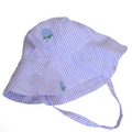 Lilac Seersucker with Embroidered Hydrangeas Baby Bucket Hat