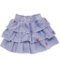 Blue Tiered Ruffle Skirt with Red Lobsters