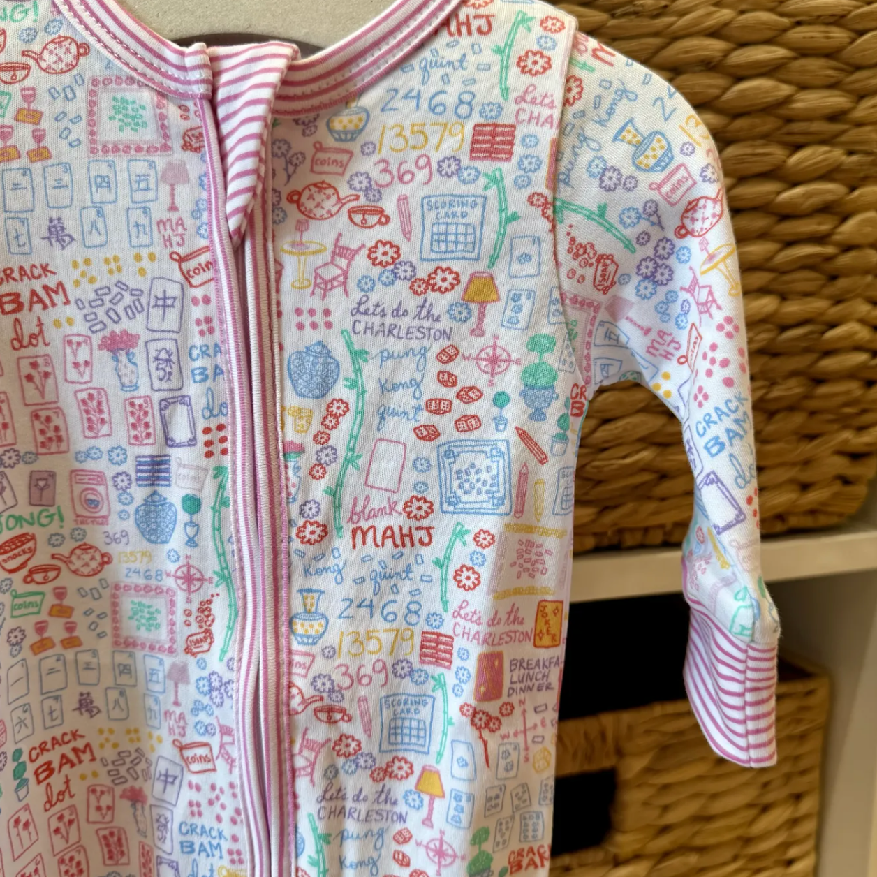 Mahjong Zip Baby Onesie