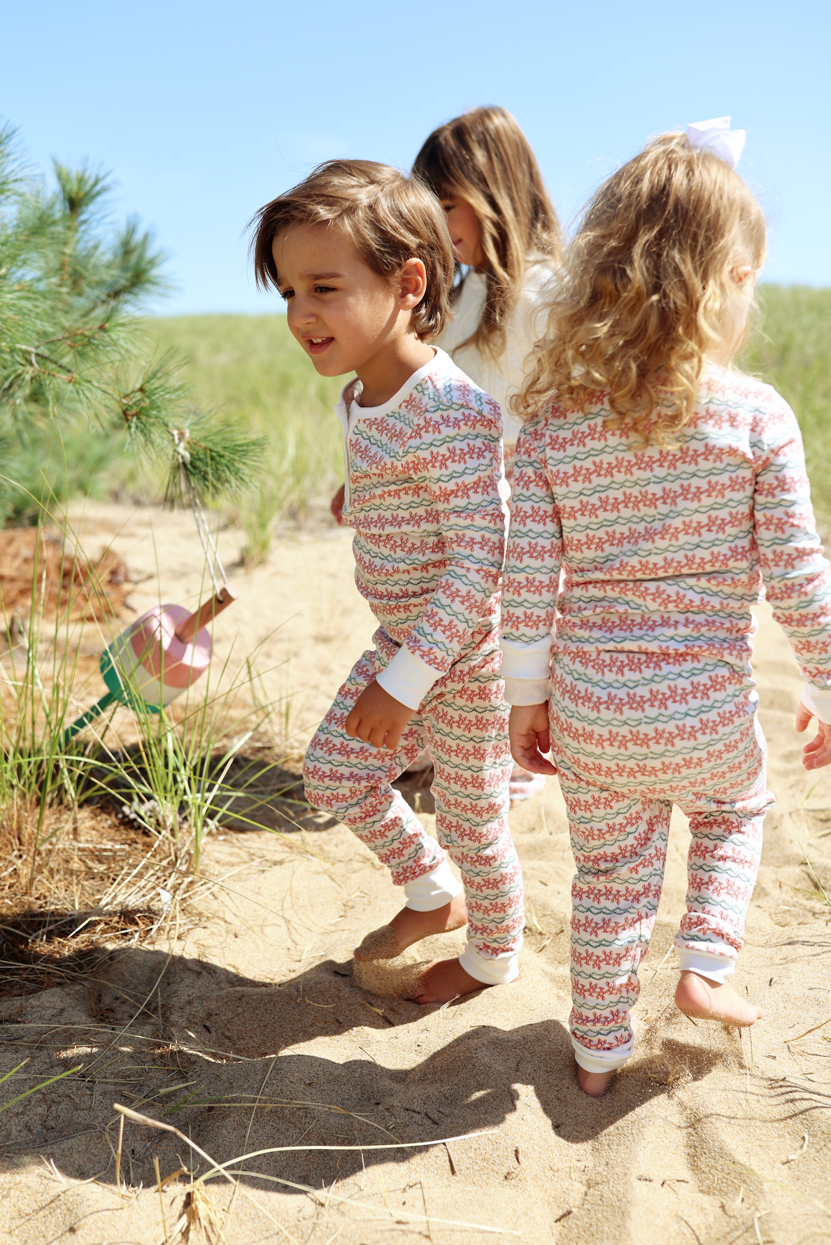 Christmas Lobsters Two Piece Kids Henley Pajamas