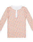 Pumpkin Stripe Halloween Two Piece Kids Henley Pajamas
