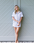 Harbor Stripe Scalloped Women's Short Pajama Set