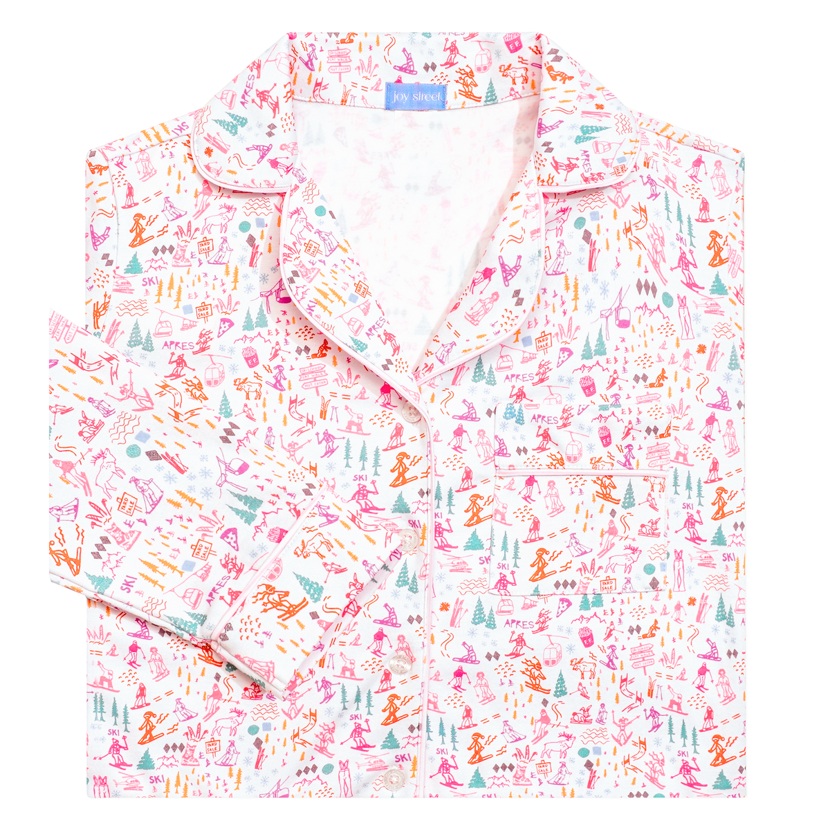 Pink Ski Women's Button Front Long Pajama Set