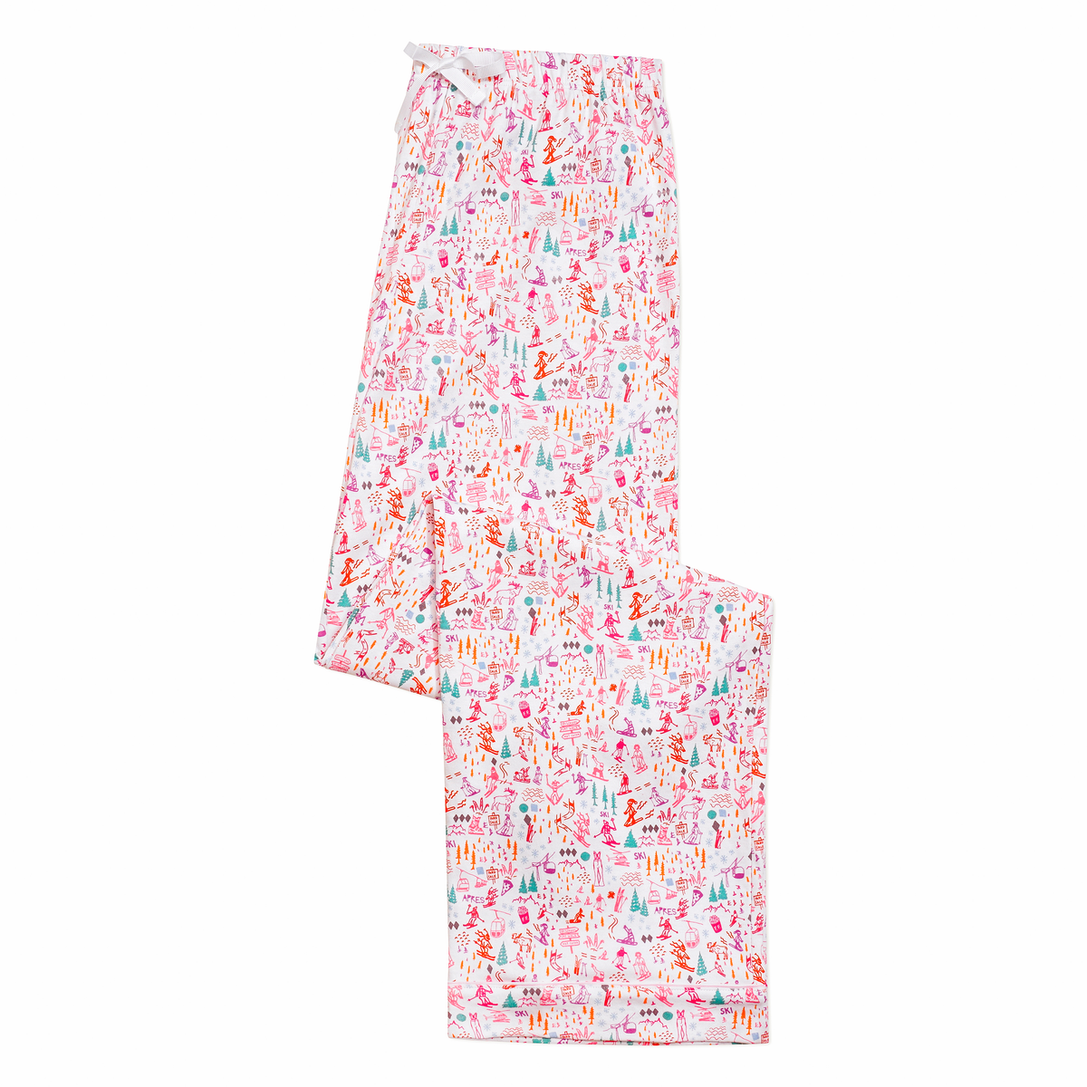 Pink Ski Women's Button Front Long Pajama Set