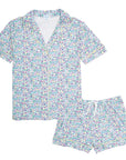 Joy Street Tennis Printed Womens Pajama PJ  Button Down Short Set