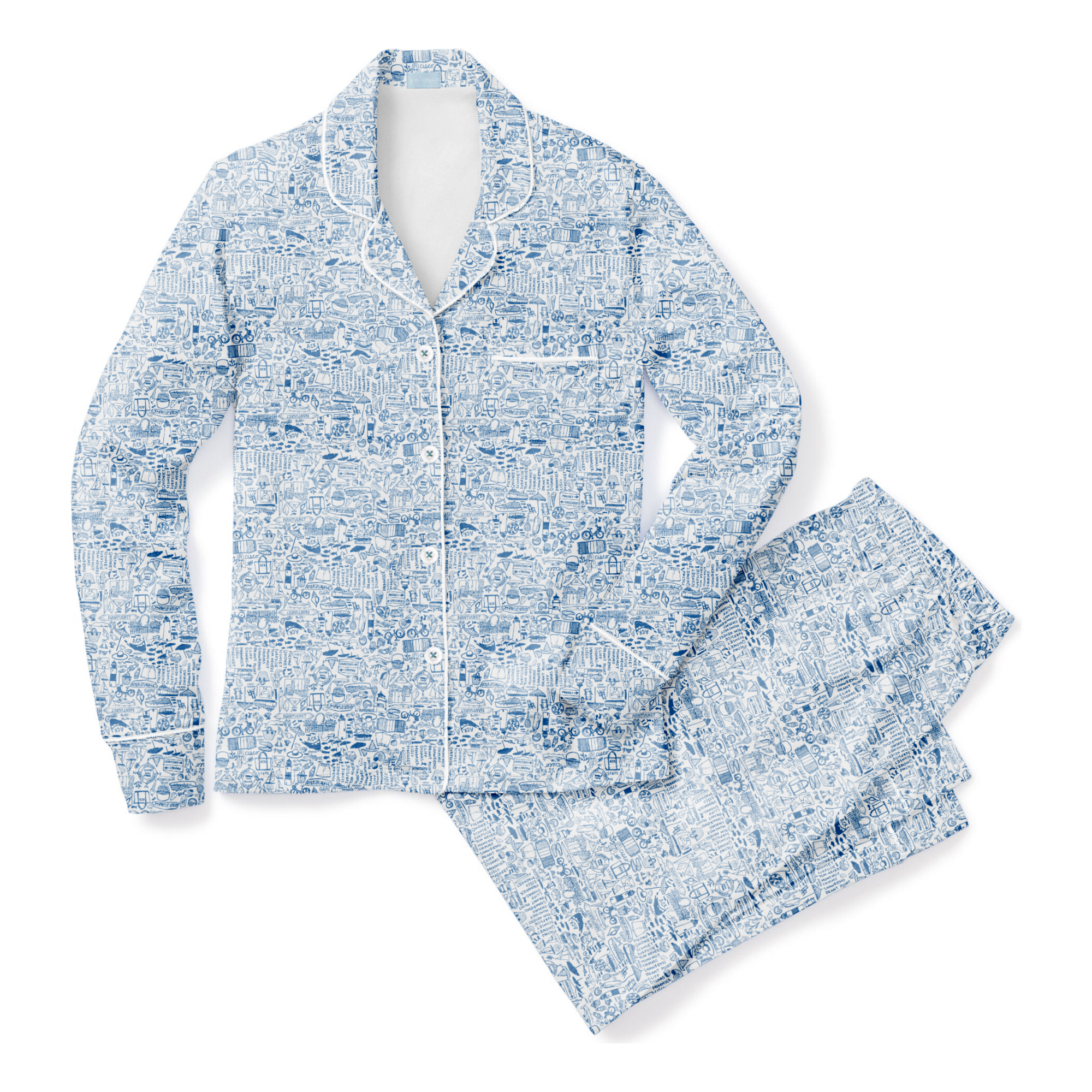 Nantucket Women’s Button Front Long Pajama Set