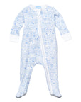 Joy Street Kids Houston print zip onesie, blue