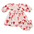 Pink Chicken Baby Girls Renee Dress Set in Gradient Hearts