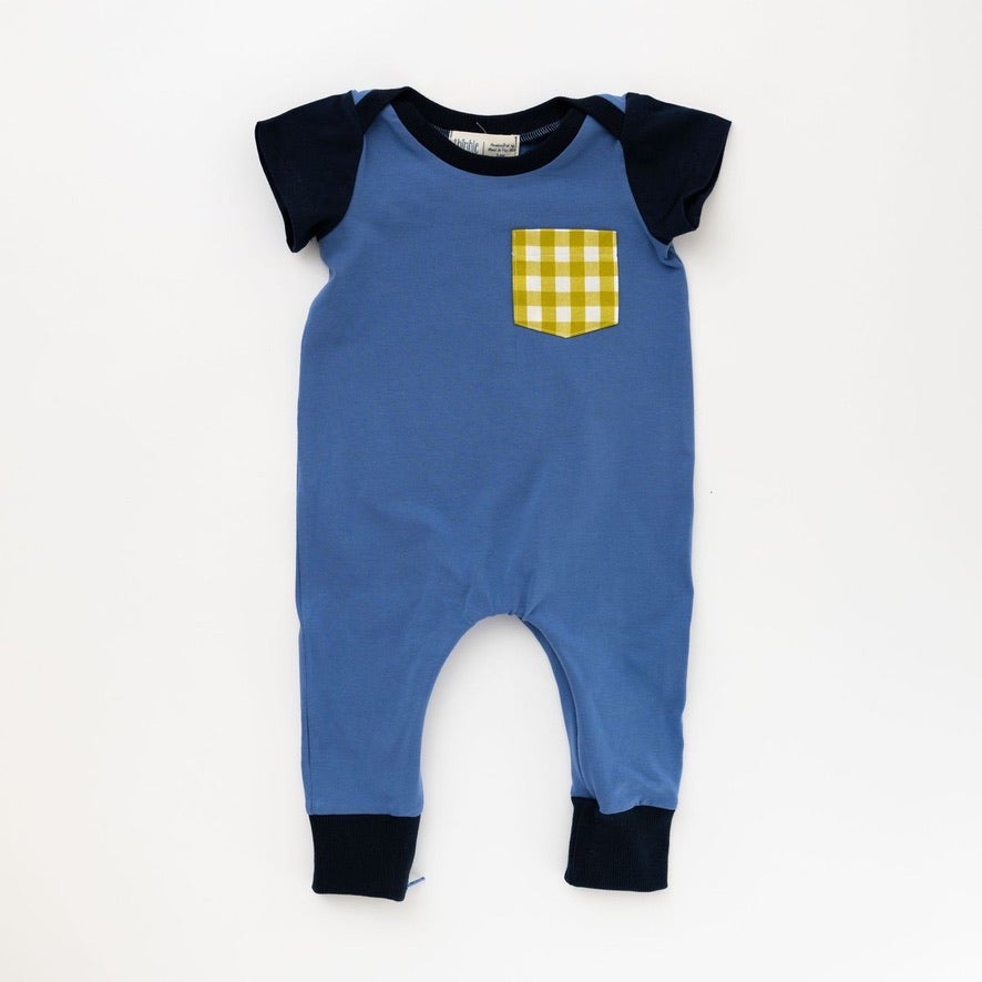 Thimble Zipper Romper in Summer Cornflower