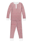 Christmas Heart Stripe Two Piece Henley Kids Pajamas