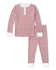 Christmas Heart Stripe Two Piece Henley Kids Pajamas