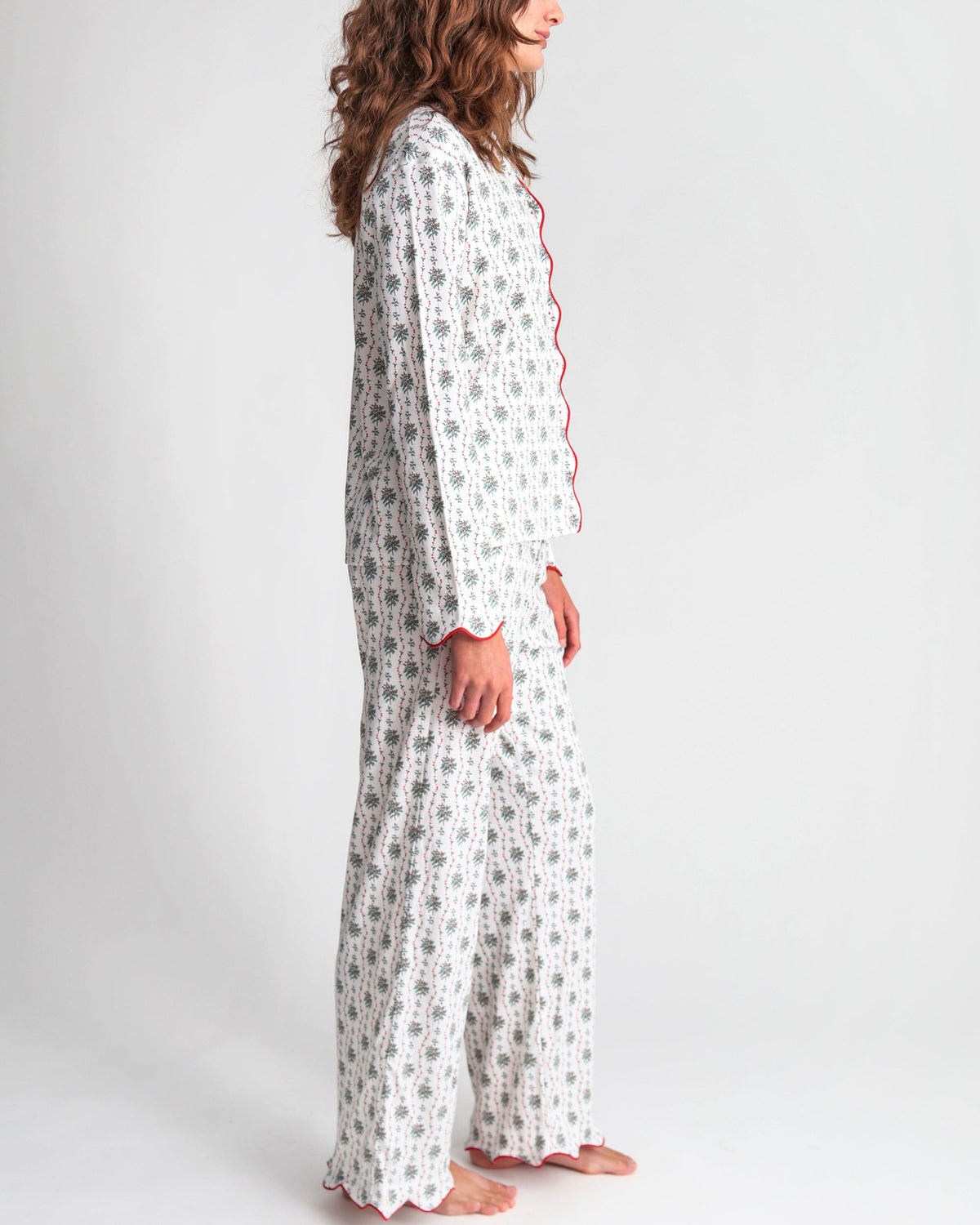 Holly Women’s Button Front Long Scallop Pajama Set